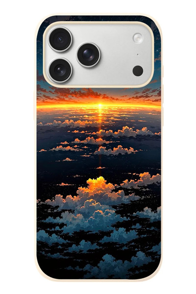 Le Balvo iPhone 17 Pro Max Uyumlu Gün Batımı ve Ay Baskılı Silikon Kılıf