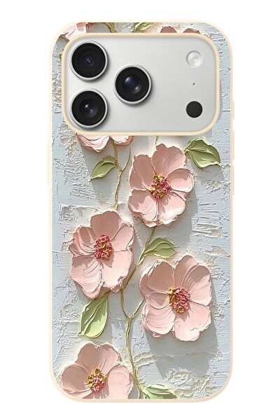 Le Balvo iPhone 17 Pro Uyumlu Gül Kurusu Baskılı Silikon Kılıf