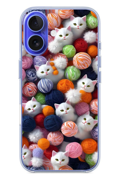 Le Balvo iPhone 16 Uyumlu Renkli Kediler Baskılı Silikon Kılıf