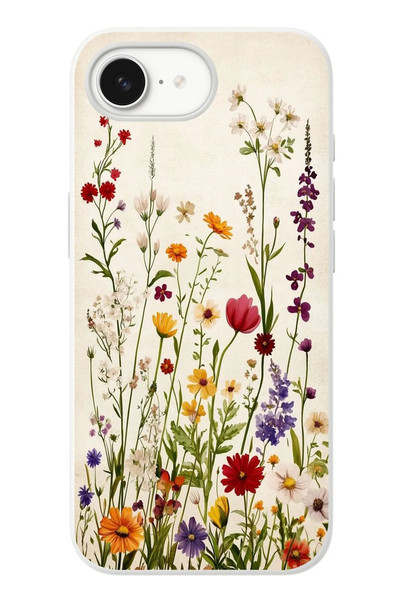 Le Balvo iPhone 16e Uyumlu Zarif Çiçekler Baskılı Silikon Kılıf