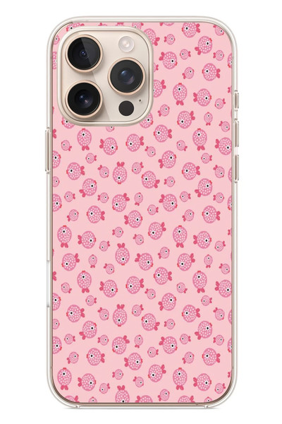 Le Balvo iPhone 16 Pro Max Uyumlu Pembe Balıklar Baskılı Silikon Kılıf