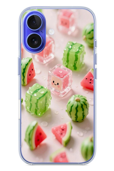 Le Balvo iPhone 16 Uyumlu Buzlu Karpuz Baskılı Silikon Kılıf