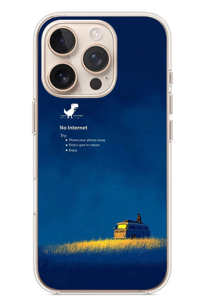 Le Balvo iPhone 16 Pro Uyumlu İnternet Yok Baskılı Silikon Kılıf