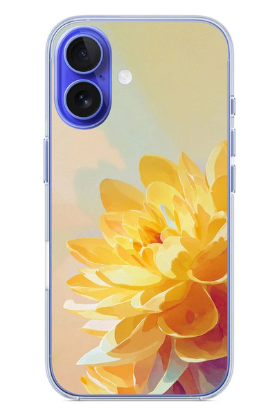 Le Balvo iPhone 16 Uyumlu Sarı Çiçek Baskılı Silikon Kılıf