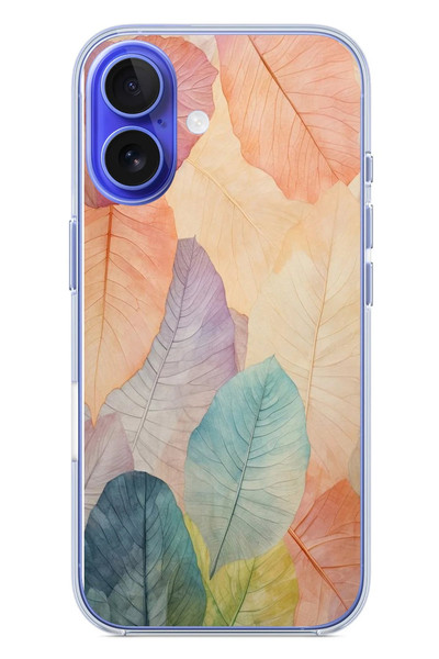 Le Balvo iPhone 16 Uyumlu Hafif Yapraklar Baskılı Silikon Kılıf