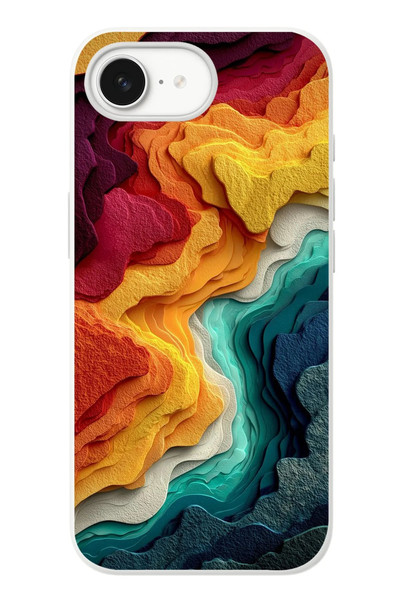 Le Balvo iPhone 16e Uyumlu Renk Dalgaları Baskılı Silikon Kılıf