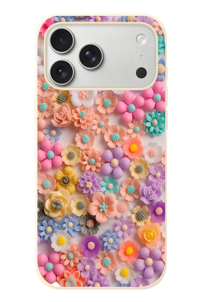 Le Balvo iPhone 17 Pro Max Uyumlu Çiçek Bükleleri Baskılı Silikon Kılıf