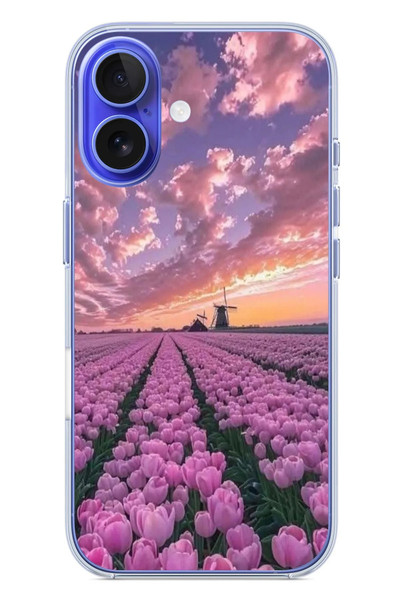 Le Balvo iPhone 16 Uyumlu Lale Bahçesi Baskılı Silikon Kılıf