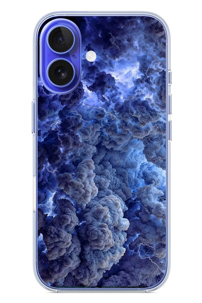 Le Balvo iPhone 16 Uyumlu Mor Bulutlar Baskılı Silikon Kılıf