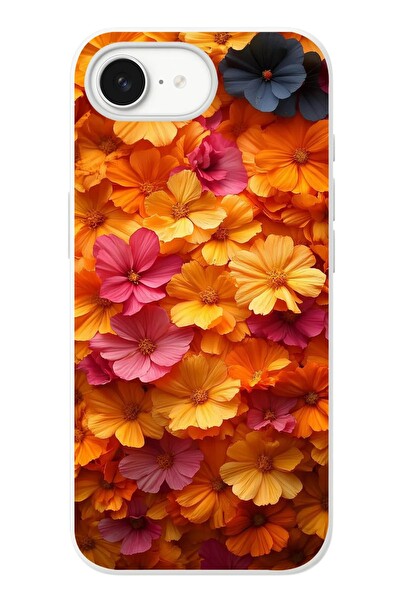 Le Balvo iPhone 16e Uyumlu Sarı Pembe Çiçekler Baskılı Silikon Kılıf
