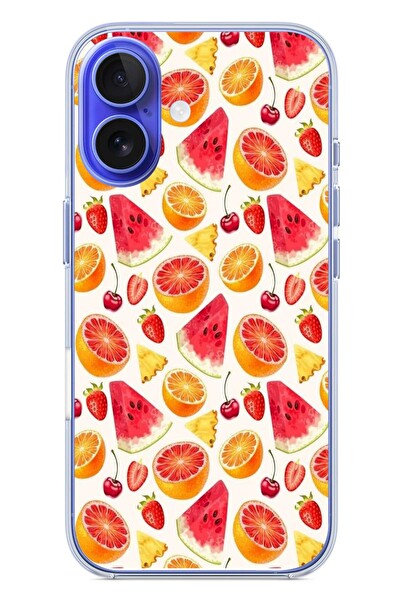 Le Balvo iPhone 16 Uyumlu Karpuz ve Kan Portakalı Baskılı Silikon Kılıf
