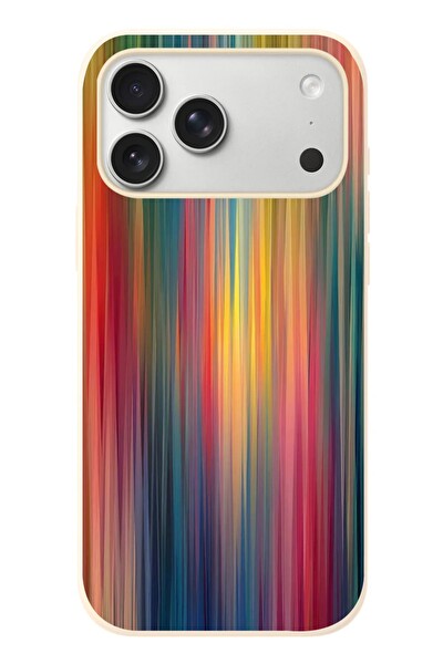 Le Balvo iPhone 17 Pro Max Uyumlu Gökkuşağı Karışımı Baskılı Silikon Kılıf