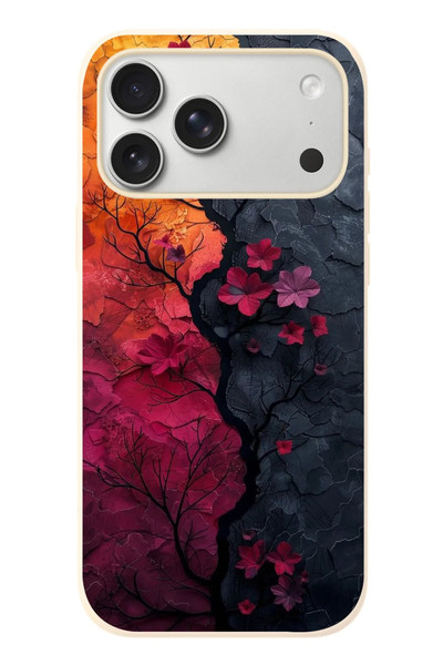 Le Balvo iPhone 17 Pro Max Uyumlu Yaprak Geçişkenliği Baskılı Silikon Kılıf