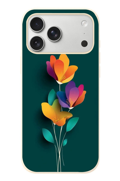 Le Balvo iPhone 17 Pro Max Uyumlu Modernizimin Çicekleri Baskılı Silikon Kılıf