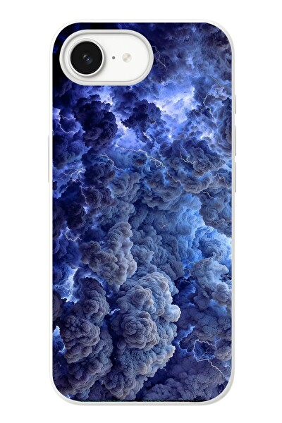 Le Balvo iPhone 16e Uyumlu Mor Bulutlar Baskılı Silikon Kılıf