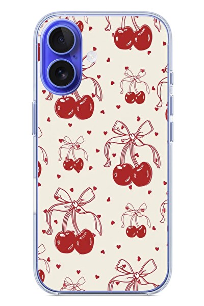 Le Balvo iPhone 16 Uyumlu Kiraz Bukleleri Baskılı Silikon Kılıf