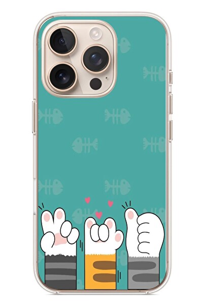 Le Balvo iPhone 16 Pro Uyumlu Kedi Patileri Baskılı Silikon Kılıf