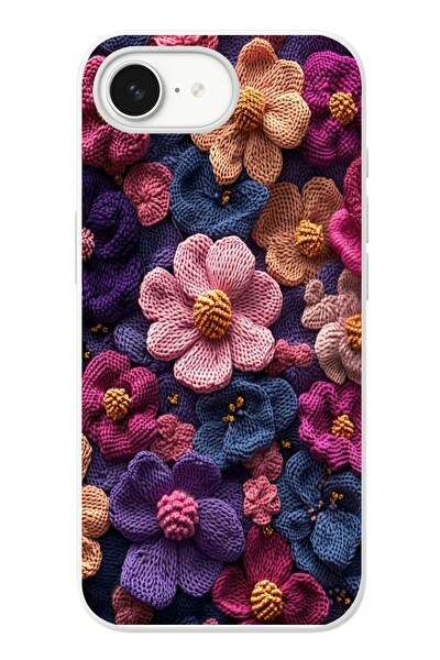 Le Balvo iPhone 16e Uyumlu Çiçek Örgüsü Baskılı Silikon Kılıf