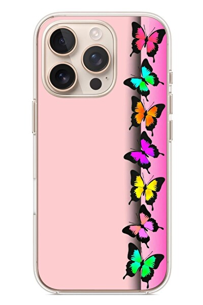 Le Balvo iPhone 16 Pro Uyumlu Kelebeklerin Rüyası Baskılı Silikon Kılıf