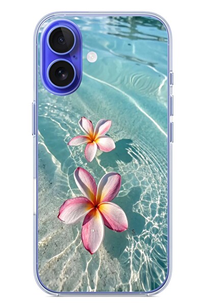 Le Balvo iPhone 16 Uyumlu Denizde Çiçekler Baskılı Silikon Kılıf