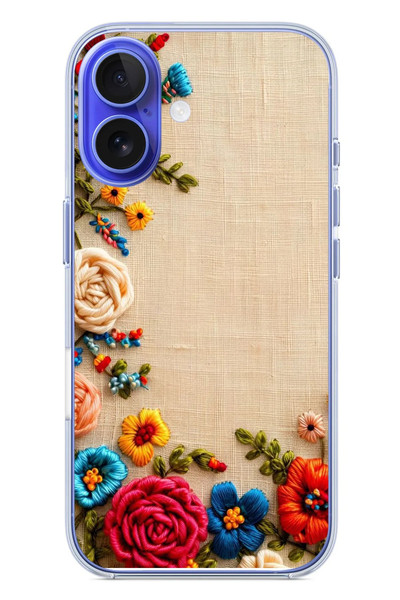 Le Balvo iPhone 16 Uyumlu İşlemeli İğne Oyası Baskılı Silikon Kılıf