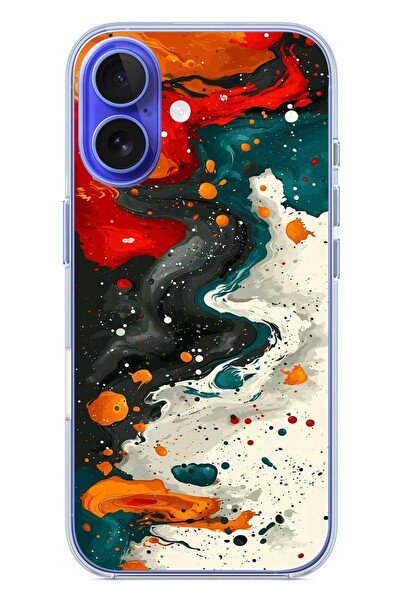 Le Balvo iPhone 16 Uyumlu Boya Karışımı Baskılı Silikon Kılıf