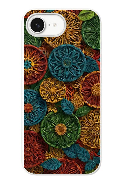 Le Balvo iPhone 16e Uyumlu Hasır Örgü Çiçekler Baskılı Silikon Kılıf