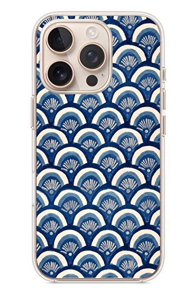 Le Balvo iPhone 16 Pro Uyumlu Mavi Bükleler Baskılı Silikon Kılıf