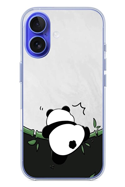 Le Balvo iPhone 16 Uyumlu Bambuya Çıkan Panda Baskılı Silikon Kılıf