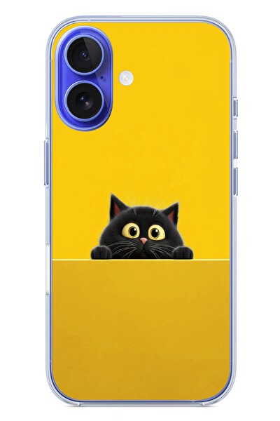Le Balvo iPhone 16 Uyumlu Sarı Gözlü Kedi Baskılı Silikon Kılıf