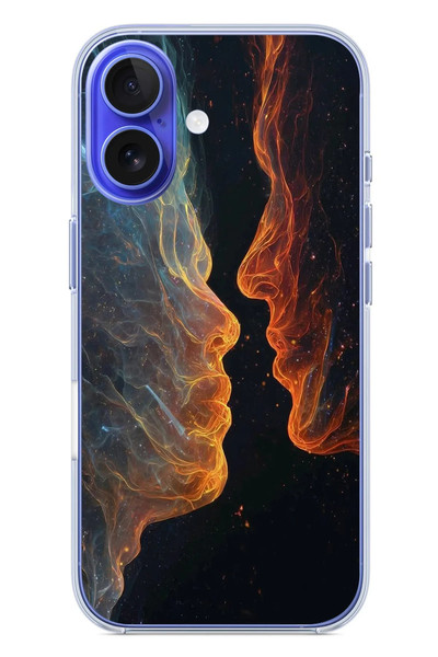 Le Balvo iPhone 16 Uyumlu Kavuşan Çizgiler Baskılı Silikon Kılıf