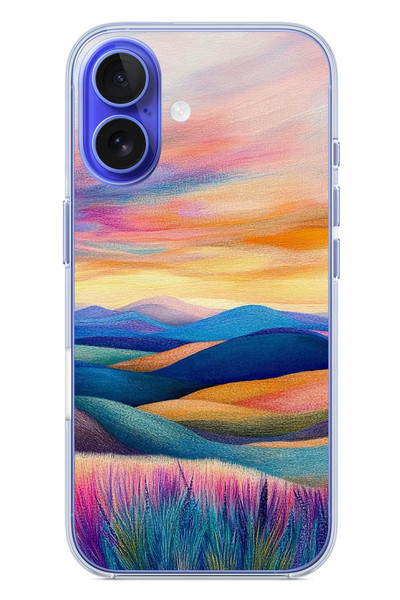 Le Balvo iPhone 16 Uyumlu Renkli Pastel Günbatımı Baskılı Silikon Kılıf