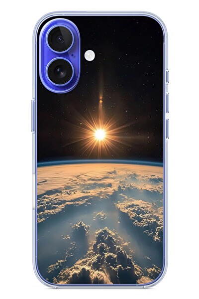 Le Balvo iPhone 16 Uyumlu Uzay Günbatımı Baskılı Silikon Kılıf