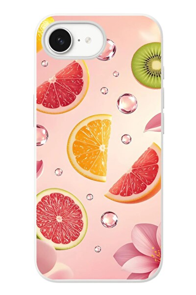 Le Balvo iPhone 16e Uyumlu Meyve Dilimleri Baskılı Silikon Kılıf