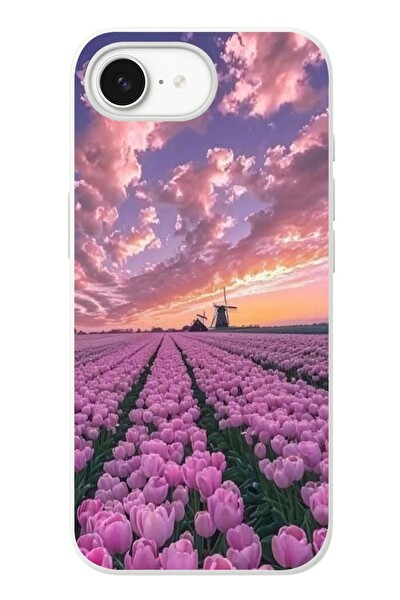 Le Balvo iPhone 16e Uyumlu Lale Bahçesi Baskılı Silikon Kılıf