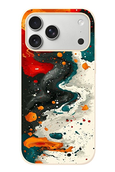 Le Balvo iPhone 17 Pro Max Uyumlu Boya Karışımı Baskılı Silikon Kılıf