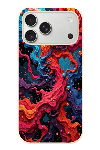Le Balvo iPhone 17 Pro Max Uyumlu Dalgaların İz Karışımı Baskılı Silikon Kılıf