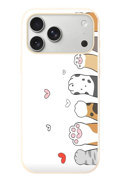 Le Balvo iPhone 17 Pro Max Uyumlu Kedi Harekatı Patileri Baskılı Silikon Kılıf