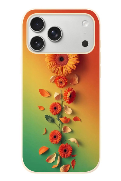 Le Balvo iPhone 17 Pro Max Uyumlu Ayçiçeği Bükleleri Baskılı Silikon Kılıf