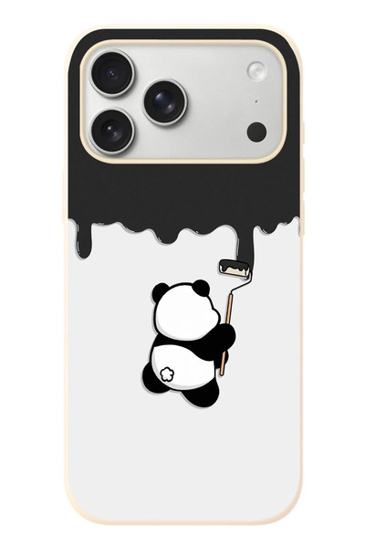 Le Balvo iPhone 17 Pro Max Uyumlu Boyacı Panda Baskılı Silikon Kılıf