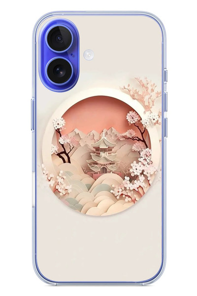 Le Balvo iPhone 16 Uyumlu Manzar Retro Yuvarlak Baskılı Silikon Kılıf