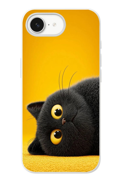 Le Balvo iPhone 16e Uyumlu Yan Bakan Siyah Kedi Baskılı Silikon Kılıf