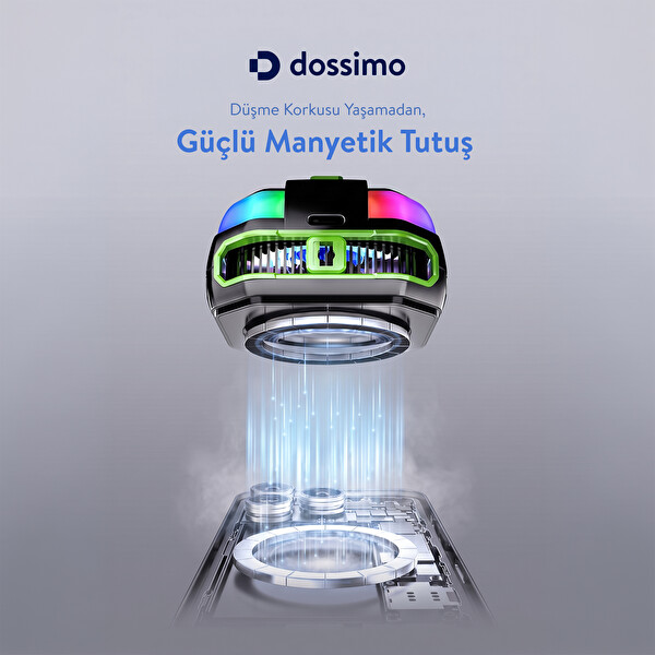 Dossimo DS-T02 Magsafe RGB Işıklı Yapay Zeka Destekli Manyetik Sessiz Telefon - Tablet Soğutucu