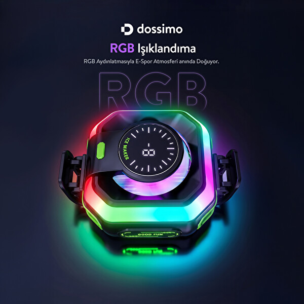 Dossimo DS-T02 Magsafe RGB Işıklı Yapay Zeka Destekli Manyetik Sessiz Telefon - Tablet Soğutucu