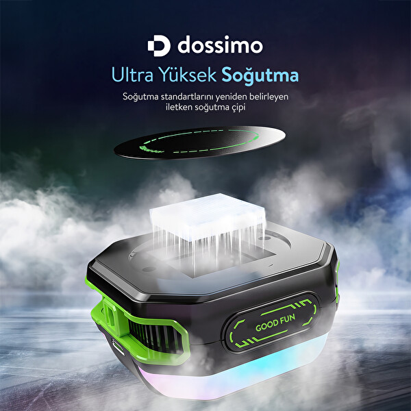 Dossimo DS-T02 Magsafe RGB Işıklı Yapay Zeka Destekli Manyetik Sessiz Telefon - Tablet Soğutucu