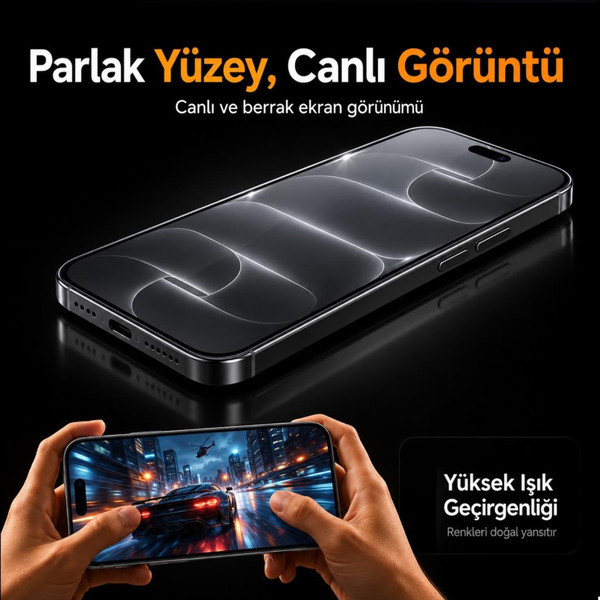 Engo Apple iPhone 18 Pro İle Uyumlu Ekran Koruyucu A3714 Nano Parlak 9H Kırılmaz Esnek Cam Çizilmeye Dayanıklı Şeffaf