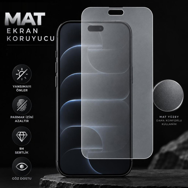 Engo Apple iPhone 18 Pro İle Uyumlu Mat Ekran Koruyucu A3714 Yansıma ve Parlama Önleyici Mat Yüzey Parmak İzi Bırakmaz