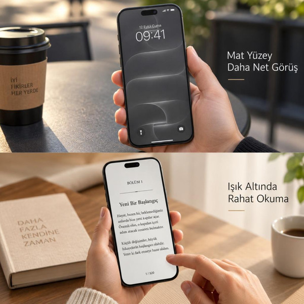 Engo Apple iPhone 18 Pro İle Uyumlu Mat Ekran Koruyucu A3714 Yansıma ve Parlama Önleyici Mat Yüzey Parmak İzi Bırakmaz