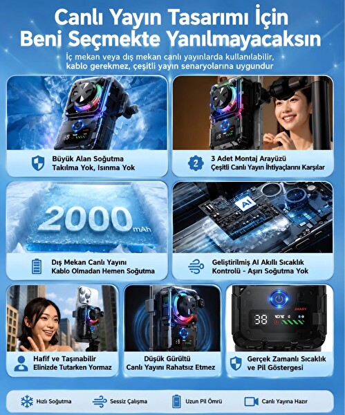 Başkenttekno Memo DL23 2000 mAh Bataryalı Yarı İletken Telefon Soğutucu