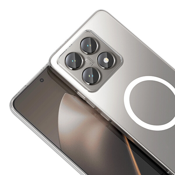 Başkenttekno Xiaomi 14T Pro Uyumlu Kamera Korumalı MagSafe Şarj Özellikli Şeffaf Sararmaz London Sert Plastik Kapak